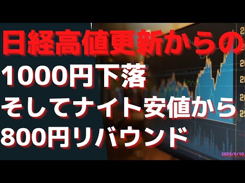 日経高値更新からの1000円下落  そしてナイト安値から800円リバウンド