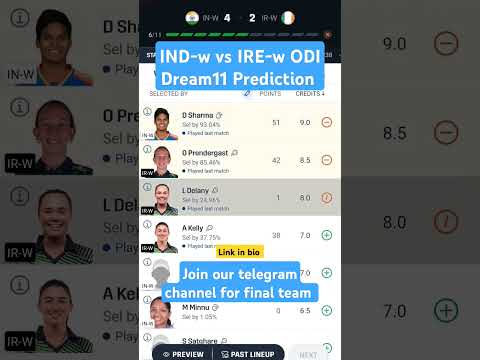 IND-w vs IRE-w ODI Dream11 Prediction|  IND-w vs IRE-w ODI Dream11Final small league Team #dream11