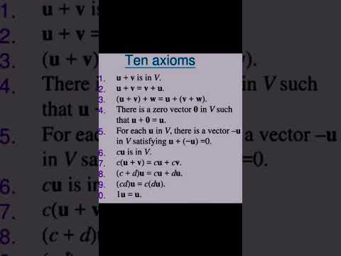 Ten axioms of vector space #algebra #vectorspace #vectorspaces #bscmaths