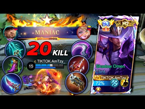 MANIAC with 20 Kills Clint WipeOut The Enemies - Top 1 Global Clint by TIKTOK AmTzy_ - Mobile Legend