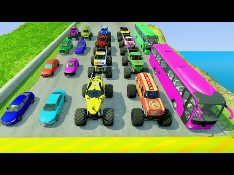 HT Gameplay # 66 | Bus & Big Small Cars vs Speed Bumps Crash Giant Pit