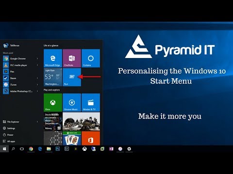 Personalising the windows 10 start menu