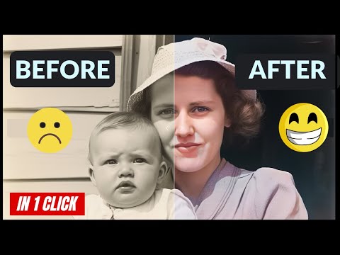 How to RESTORE and COLORIZE Old Photos in 1 Click for FREE - AI Repair Old Photos - NO Photoshop
