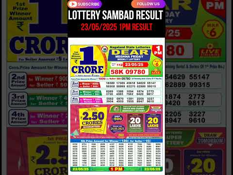 Nagaland Lottery Sambad Result 1PM 23/05/2025