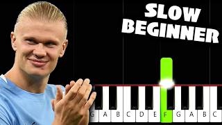 Haaland Song (Ha Ha Ha) - SLOW BEGINNER Piano Tutorial