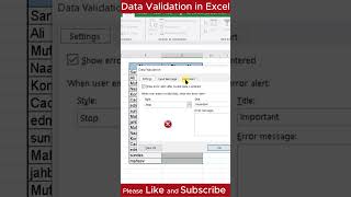 Data Validation in Excel #datavalidation #excel