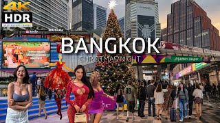 4K HDR | Christmas Lights in Downtown Bangkok 2025 | Night Walk in Siam Square | Thailand