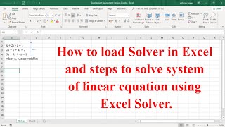 Solving system of linear equation using excel solver #Excel #Solver