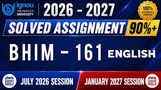 BHIM 161 Solved Assignment 2026-27 | BHIM 161 SOLVED ASSIGNMENT 2026-27 IN ENGLISH | BHIM 161
