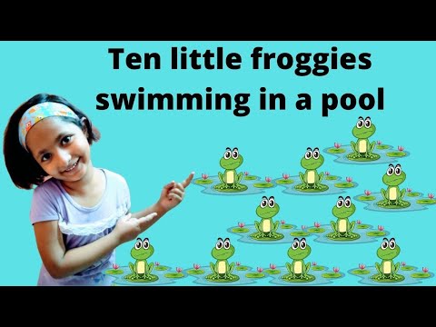 Ten little froggies swimming in a pool,froggies poem for kids