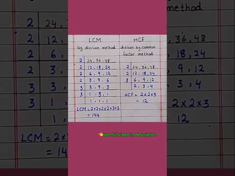 LCM and HCF| LCM and HCF by division method| #shorts #maths