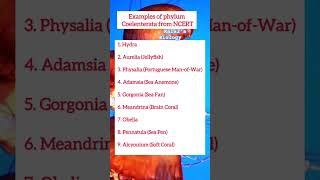 Examples of phylum Coelenterata from NCERT #neet #neettricks #neettips #neetbiology#neetmotivation