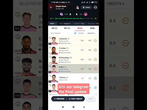 HUR vs SIX Dream11| HUR vs SIX Dream11 Prediction| Hobert Hurricanes vs Sydney Sixers BBL Team Today