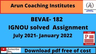 BEVAE-181 // IGNOU solved Assignment// Download pdf Free of cost// July 2021- January 2022// #ignou
