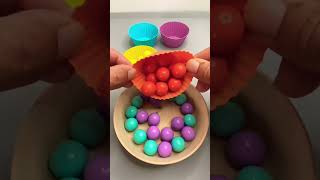 ASMR Color Sorting Wooden Balls | Satisfying Bowl of Wood Marbles & Colorful Cups Reverse #asmr