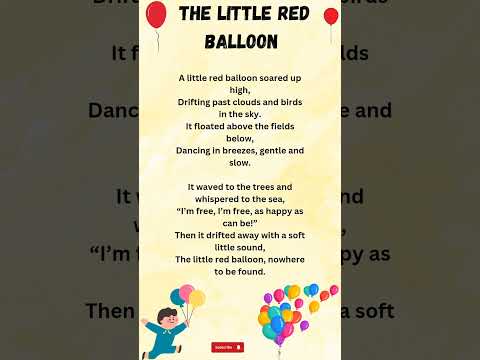 The Little Red Balloon| Poems in English | English poem for kids | #shorts