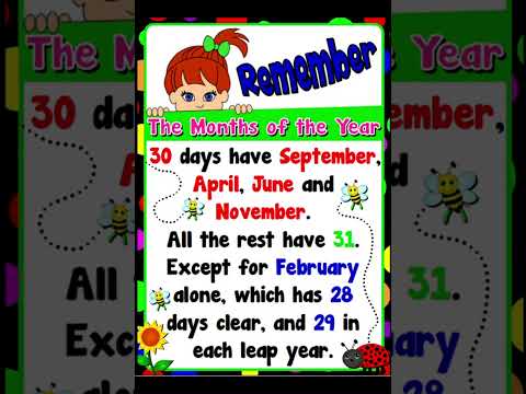 30 days have September Poem for Kids #learningaboutmonths #leapyear #kidsvideos #daysoftheweekkids