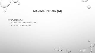 PLC INPUTS & OUTPUTS I