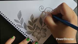Easy Flowers Drawing For Project Work || Border Design For School Project || Pencil Shading #design 
