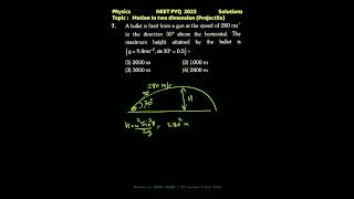 #NEET2023 #solution #Physics #projectilemotion   #parabolic #height  #neettricks  #NCERT #shorts