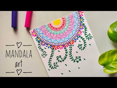 mandala art for beginners | easy mandala art | mandala therapy | floral mandala art 🌸🌿 | aesthetic