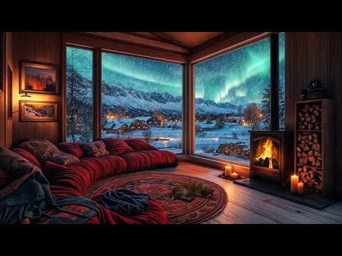 Cozy Winter Cottage Ambience: Cozy Fireplace & Soothing Snowstorm Sounds for Deep Sleep | Snow ASMR