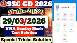 Rojgar With Ankit SSC Gd : 29 March Weekly Mock Test Math Solution | 29-03-2026