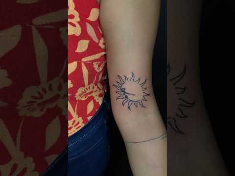 Custom Minimal Sun and Moon Tattoo | Female Dancer as Moon | Unique Tattoo Design