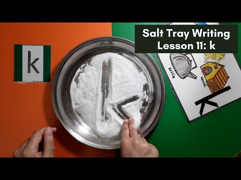 Salt Tray Writing | Lesson 11: Phonic k |  Montessori Homeschool Curriculum by Junior Scholars