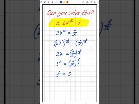 Math Olympiad Algebra Question | Solve for x | x × 27^x = 1 #shorts #shortvideo #math