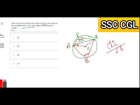 SSC CGL | AB is a chord of a circle with centre O and P is any point on the circle...
