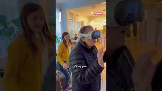 Mom tries VR headset for the first time