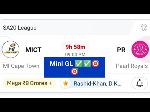 Mict vs PR Sat20 match dream11 prediction/#dream11#sat2025#mictvspr#dream11team#sat20league