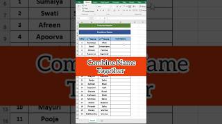 Add 2 Name Together in 1 Coumn | Excel Short | #shorts #youtubeshorts #trending