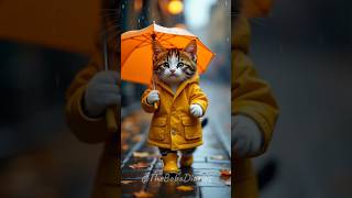 Tiny Cat’s Rainy Day Joy 🌧️🐾 Boba’s Adorable Puddle Jumping Moment!