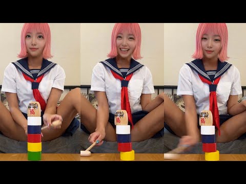 【ポロリ】ノーパンでだるま落としにチャレンジした結果・・♡