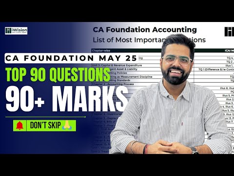 CA Foundation Accounts | Top 90 Questions to Score 90+ Marks | Must Watch for May 2025