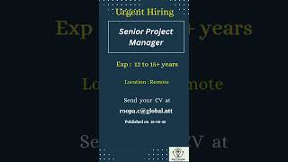 Senior Project Manager   Remote  #coding #hiring #programming #pune #project  #engineering #remote