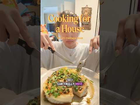Day 21: Cabbage Steak | COOKING FOR A HOUSE #cookingathome
