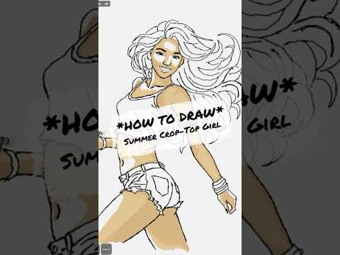 How To Draw - SUMMER Crop-Top Girl 🤍 #art #drawing #roblox