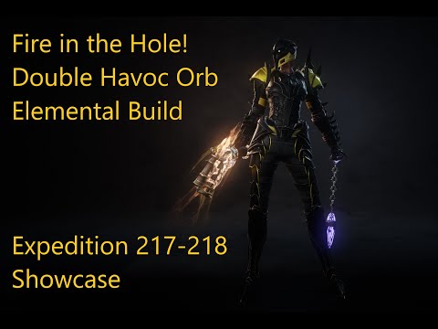 Wolcen  1.1.5.1 Fire in the Hole! Double Havoc Orb Elemental Build. Expedition 217-218 Showcase.