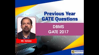 GATE 2017 DBMS Solutions I Computer Science and Information Technology