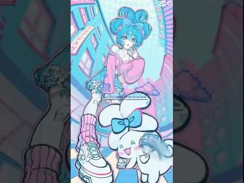 Miku and cinnamoroll dancing💙💙🤍🤍🖤🖤