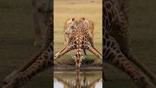 Look Behind You! The Ultimate Wildlife Standoff! #giraffe #lioness #lion #bigcats #lionpride
