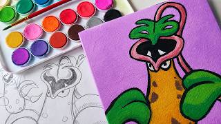 Painting Victreebel | Watercolor & Acrylic Process 🎨 Can I Learn to Paint by Only Painting Pokémon?