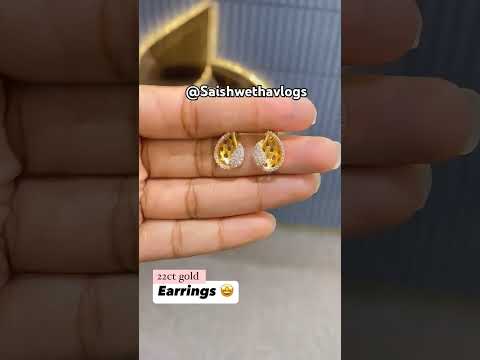 Daily use 22 ct gold earrings design #new #trending #latest #youtube @Saishwethavlogs