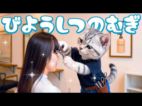 【社畜ねこのむぎ】美容師になったむぎの一日に密着🐱✂️