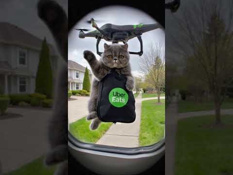 They used a real cat for delivery!? The drone actually took off with it! #cat #cute #fluffy