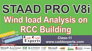 (Class-11) Wind load Analysis on RCC Building STAAD Pro V8i Tutorials #windload #analysis #staadpro