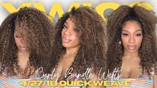 Flip Over Quick Weave with Curly Highlight Bundles | Color 4/27/30 🔥 ft. YWigs